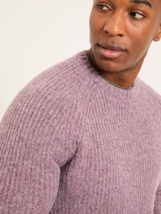 FatFace Sefton Purple Knitted Crew Neck Jumper - Image 3 of 4