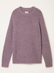 FatFace Sefton Purple Knitted Crew Neck Jumper - Image 4 of 4