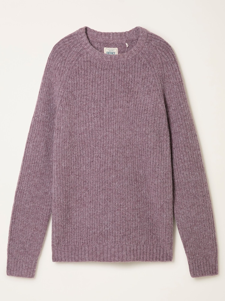 FatFace Sefton Purple Knitted Crew Neck Jumper - Image 4 of 4 FatFace Sefton Purple Knitted Crew Neck Jumper - Image 4 of 4