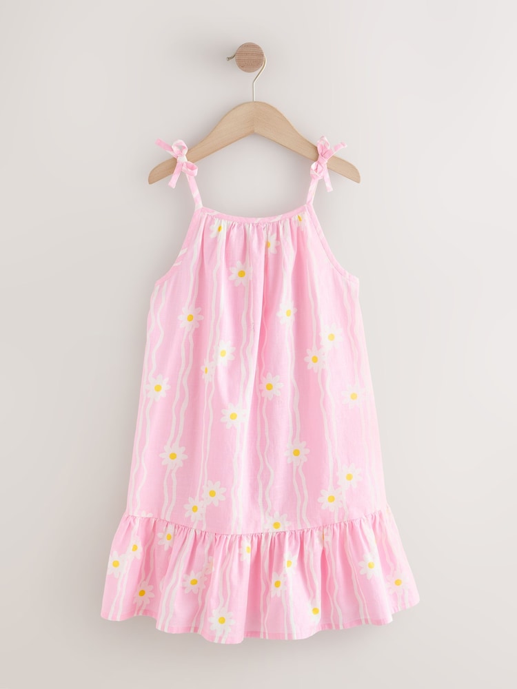 Pink Floral Angel Sleeve Dress (3-16yrs) - Image 1 of 4