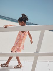 Fluro Pink/Orange Strappy Embroderied Dress (3-16yrs) - Image 2 of 9