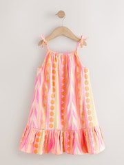 Fluro Pink/Orange Strappy Embroderied Dress (3-16yrs) - Image 6 of 9