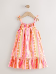 Fluro Pink/Orange Strappy Embroderied Dress (3-16yrs) - Image 7 of 9