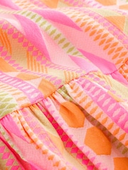 Fluro Pink/Orange Strappy Embroderied Dress (3-16yrs) - Image 8 of 9