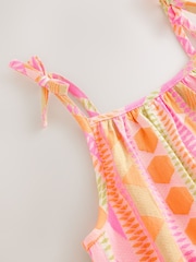 Fluro Pink/Orange Strappy Embroderied Dress (3-16yrs) - Image 9 of 9