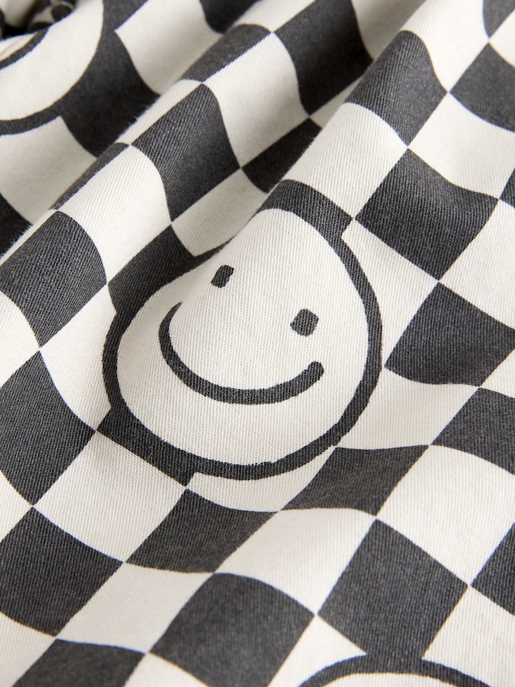 Black/Neutral Happy Face Checkerboard Barrel Pull On Trousers (3mths-7yrs) (3mths-7yrs) - Image 4 of 4