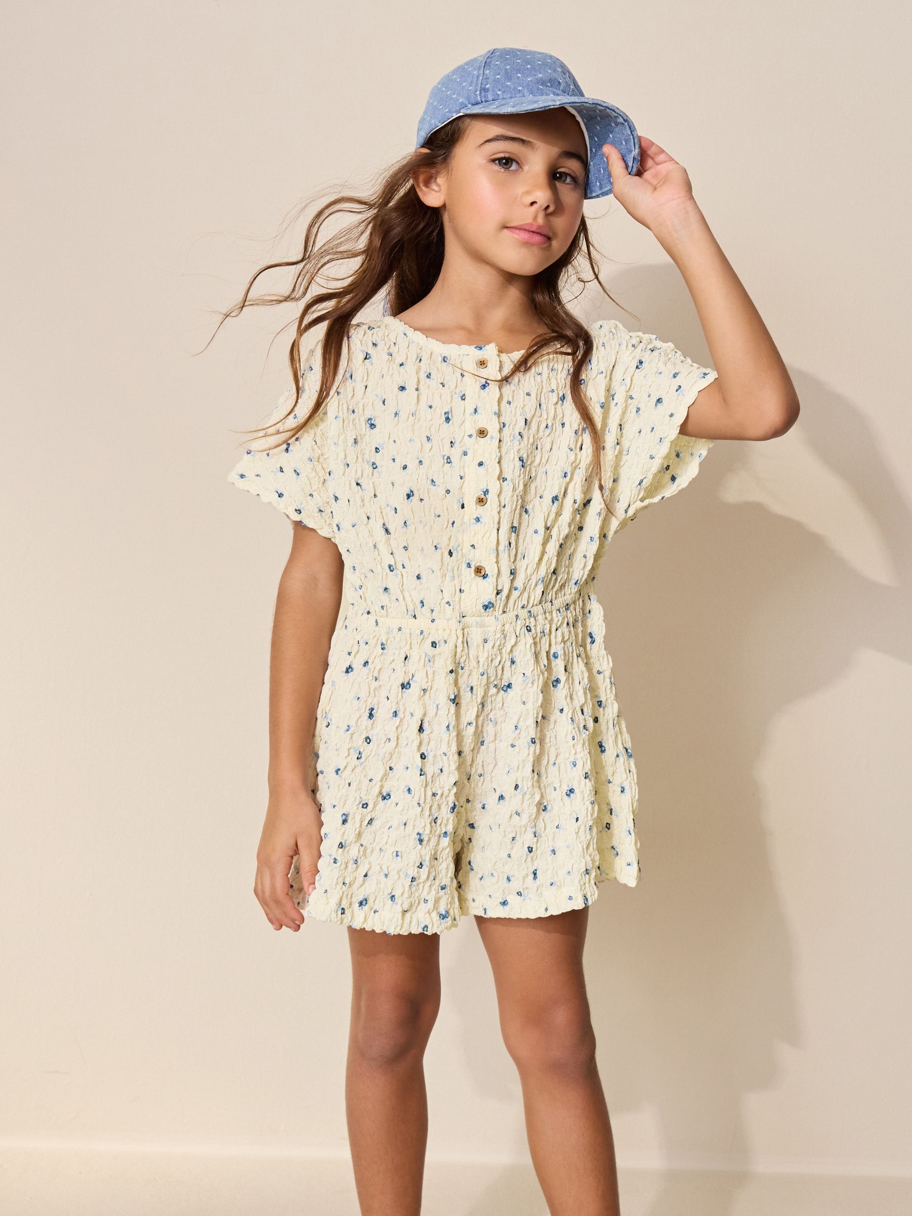 Ecru Floral Boxy Playsuit (3-16yrs)