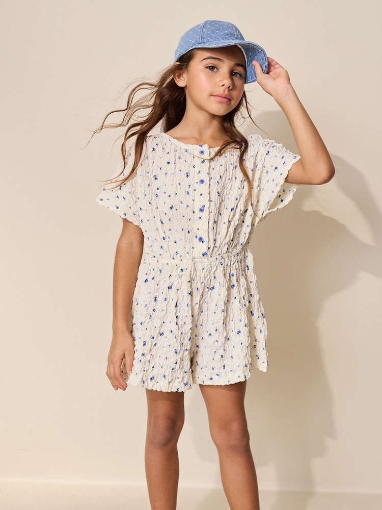 Ecru Floral Boxy Playsuit (3-16yrs) - Image 1 of 3