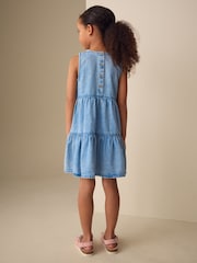 Blue Denim Embroidered Tiered Dress (3-16yrs) - Image 3 of 4