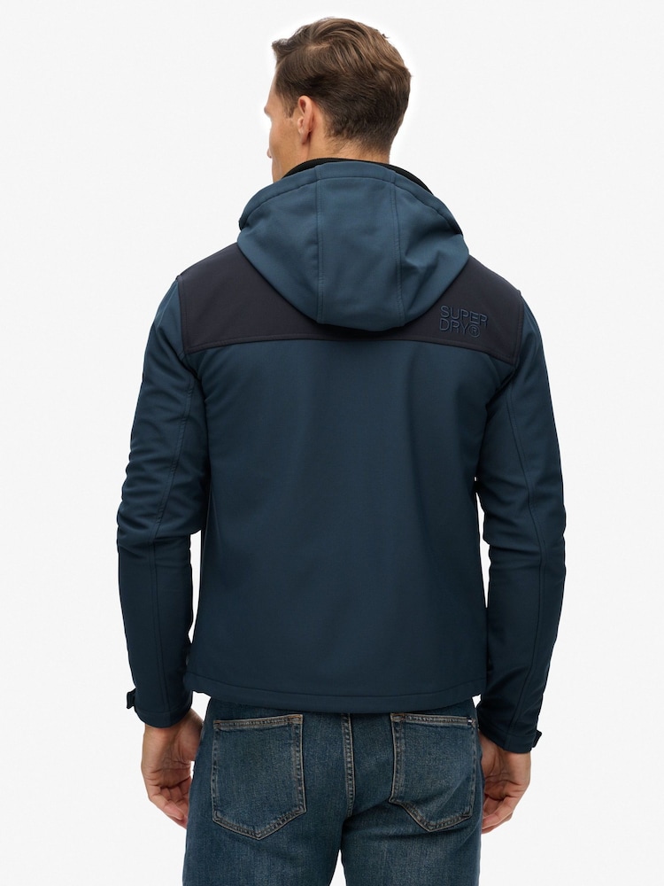 Superdry Blue Hooded Soft Shell Trekker Jacket - Image 2 of 6 Superdry Blue Hooded Soft Shell Trekker Jacket - Image 2 of 6