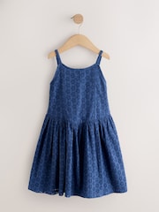 Navy Strappy Broderie Dress (3-16yrs) - Image 4 of 7