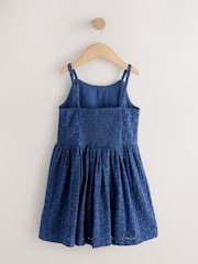Navy Strappy Broderie Dress (3-16yrs) - Image 5 of 7