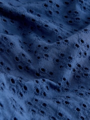 Navy Strappy Broderie Dress (3-16yrs) - Image 6 of 7