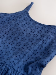Navy Strappy Broderie Dress (3-16yrs) - Image 7 of 7