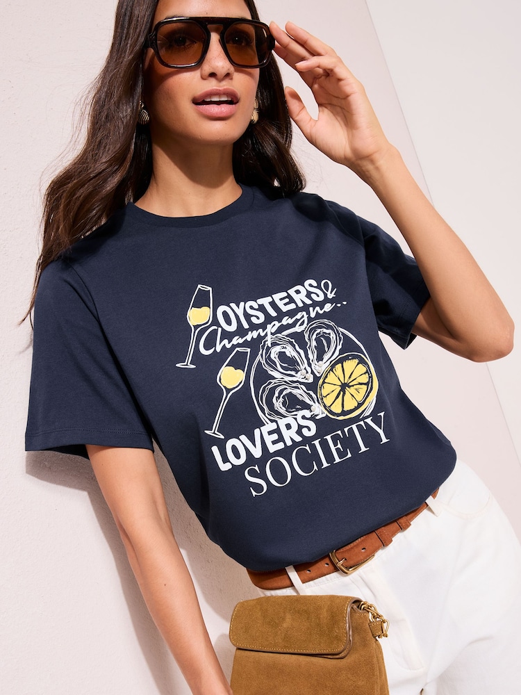 Friends Like These Navy Graphic T-Shirt - Image 1 of 4