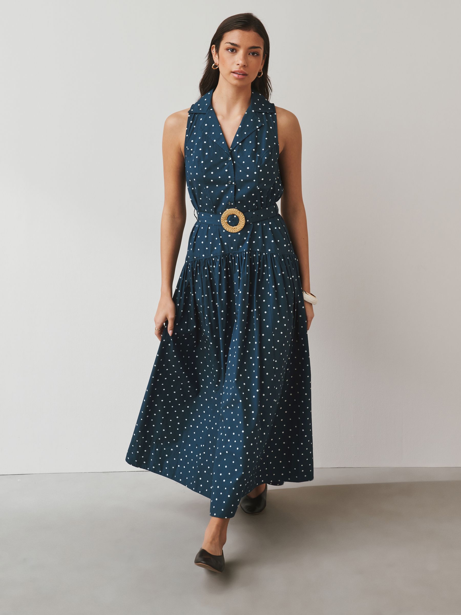 blue polka dot shirt dress Marcia Jersey Shirt Dress-Bright Blue, Painted Dot main image 1