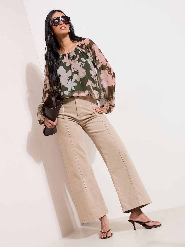 Friends Like These Green Floral Mesh Print Top - Image 2 of 4