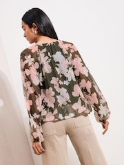 Friends Like These Green Floral Mesh Print Top - Image 3 of 4