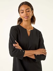 Roman Black Keyhole Chain Shift Dress - Image 4 of 5