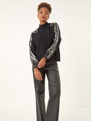 Roman Black Wave Sleeve Knit Jumper - Image 1 of 5