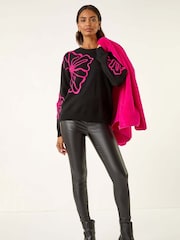 Roman Black Cornelli Rose Knit Jumper - Image 2 of 5