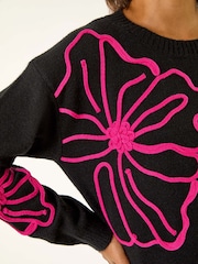 Roman Black Cornelli Rose Knit Jumper - Image 5 of 5
