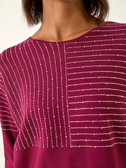 Roman Red Embellished Stripe Knit Jumper - Image 5 of 5
