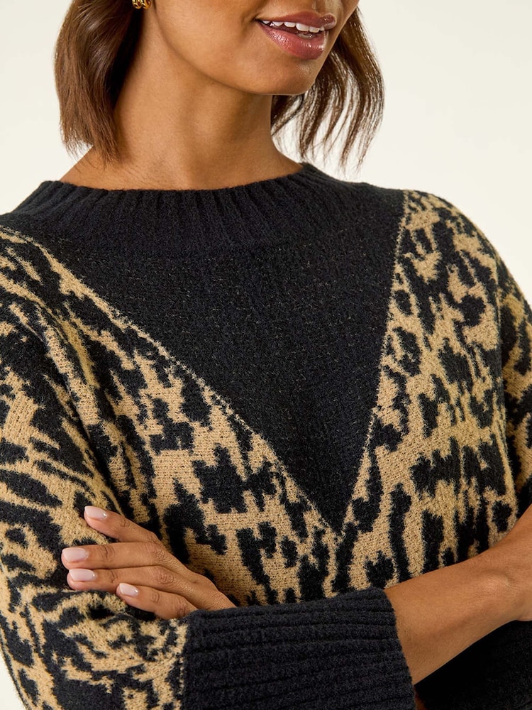 Roman Black Animal Print Knit Jumper - Image 5 of 5
