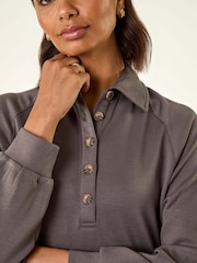 Roman Grey Buttoned Collar Midi Dress - Image 5 of 5