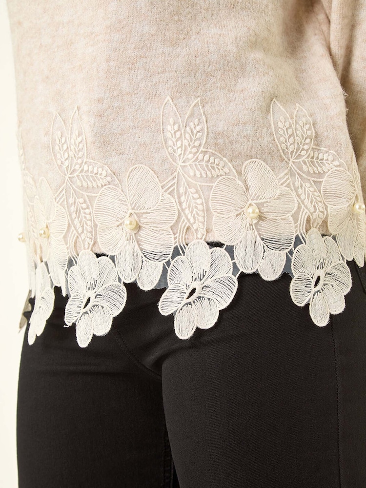 Roman Natural Lace Trim Knit Jumper - Image 5 of 5 Roman Natural Lace Trim Knit Jumper - Image 5 of 5