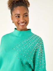 Roman Green Shimmer Shoulder Knit Jumper - Image 4 of 5