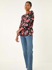 Roman Red Spot Print Band Hem Blouse - Image 3 of 5