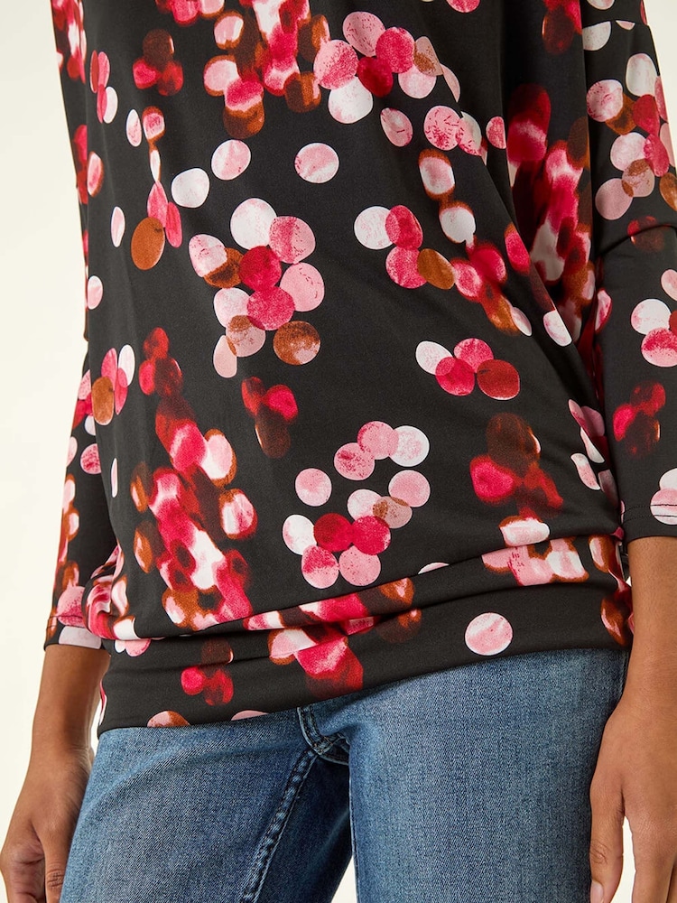 Roman Red Spot Print Band Hem Blouse - Image 5 of 5 Roman Red Spot Print Band Hem Blouse - Image 5 of 5