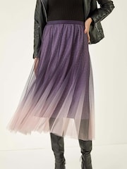 Roman Pink Ombre Dip Dye Mesh Layered Skirt - Image 4 of 5