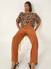 Roman Orange Long Wide Leg Stretch Trousers - Image 3 of 5