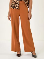 Roman Orange Long Wide Leg Stretch Trousers - Image 4 of 5