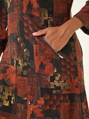 Roman Orange Patchwork Print Shift Dress - Image 5 of 5