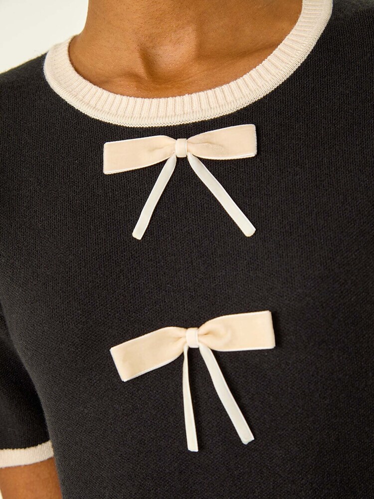 Roman Black Bow Detail Knitted Dress - Image 5 of 5 Roman Black Bow Detail Knitted Dress - Image 5 of 5