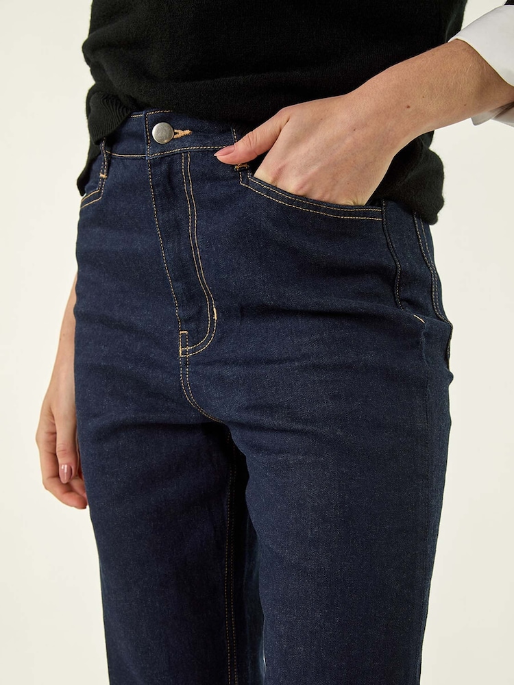 Blau - Roman Pocket Stretch Flare Trousers - Bild 5 von 5
