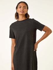 Roman Black Embellished Shift Stretch Dress - Image 2 of 5