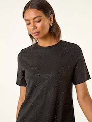 Roman Black Embellished Shift Stretch Dress - Image 4 of 5