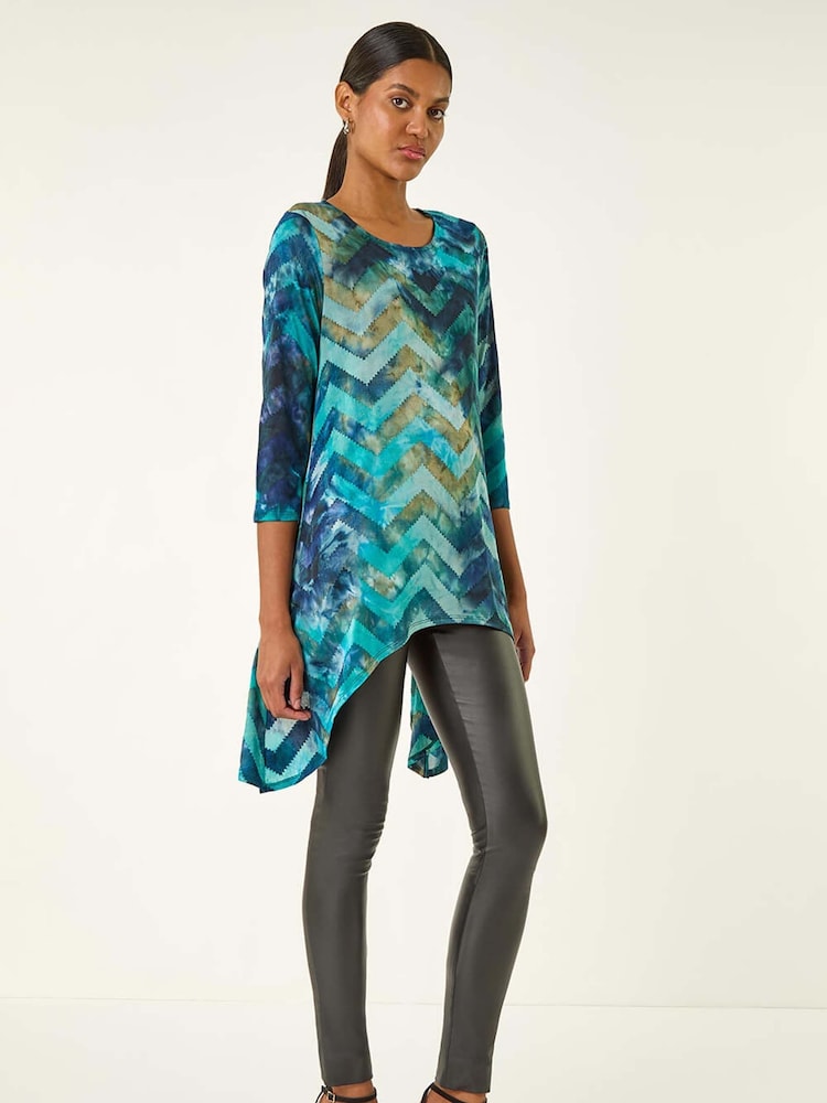 Roman Blue Boucle Stretch Hanky Hem Blouse - Image 2 of 5