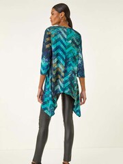 Roman Blue Boucle Stretch Hanky Hem Blouse - Image 3 of 5