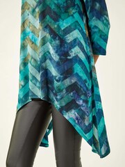 Roman Blue Boucle Stretch Hanky Hem Blouse - Image 5 of 5