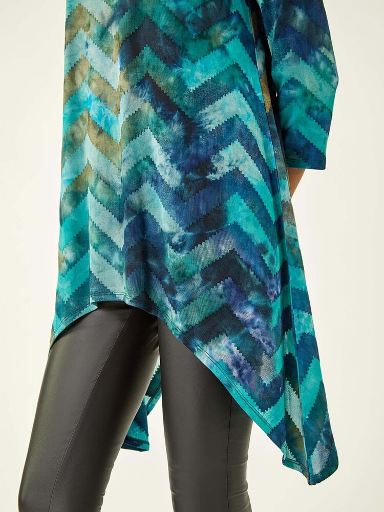 Roman Blue Boucle Stretch Hanky Hem Blouse - Image 5 of 5