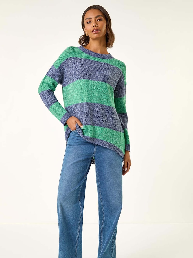 Roman Green Stripe Soft Knit Jumper - Image 1 of 5