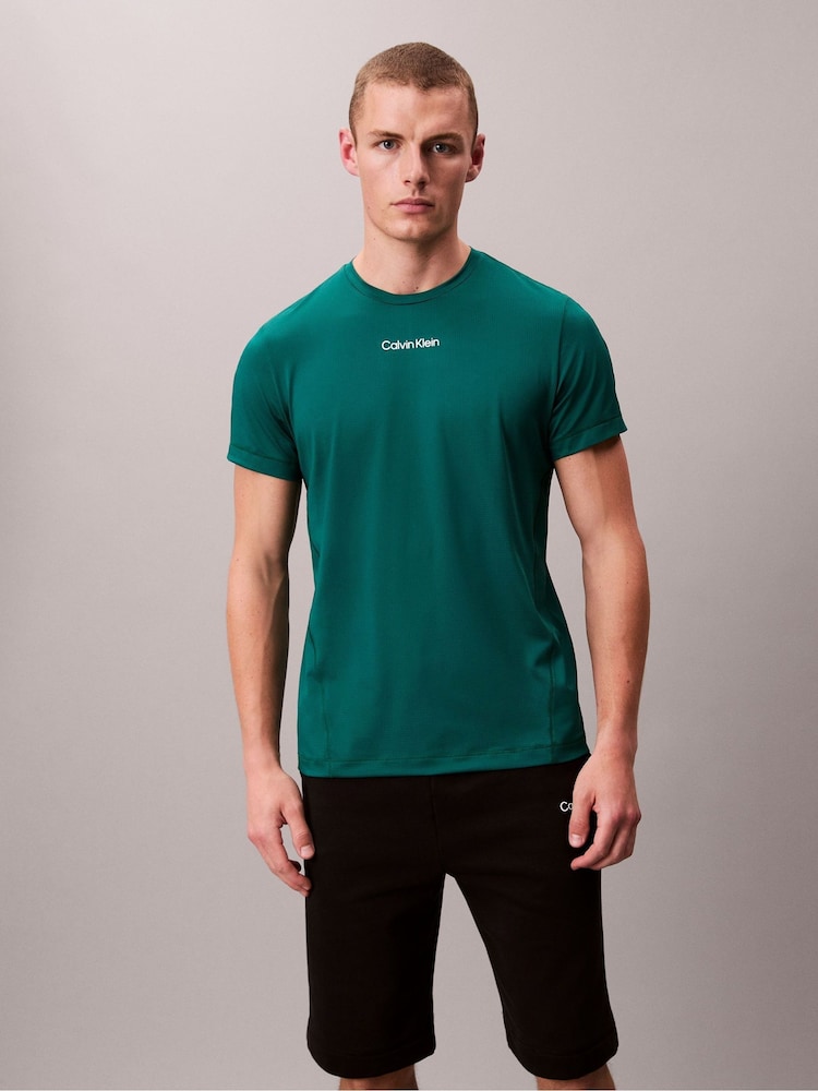 Calvin Klein Green Breathable Quick-Dry Gym T-Shirt - Image 1 of 6