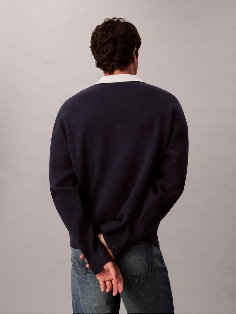 Calvin Klein Cotton Relaxed Johnny Collar Sweater - Bild 2 von 7