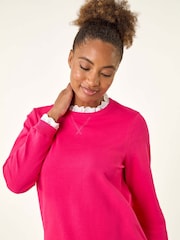 Roman Frill Collar Stretch Jersey Blouse - Imagem 4 de 5