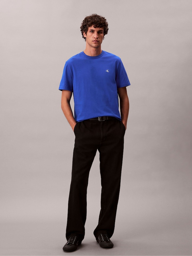 Calvin Klein Blue Embroidered Monogram Logo Relaxed T-Shirt - Image 1 of 6